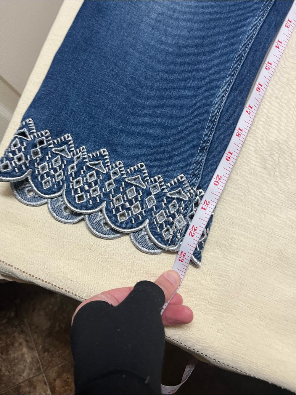 Cato size 14 (38w) curvy scalloped geometric embroidered hem Jean - Picture 3 of 14